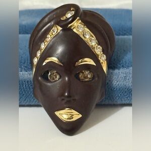Vintage Blackamoor Brooch with Rhinestones and Dangly Eyes